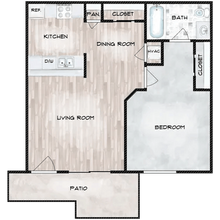1 BR, 1 BA floor plan